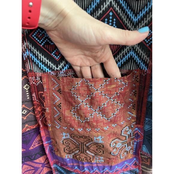 KARMA NEPAL CRAFTS Purple Patchwork Cotton Boho Maxi Kimono Duster - Picture 6 of 16